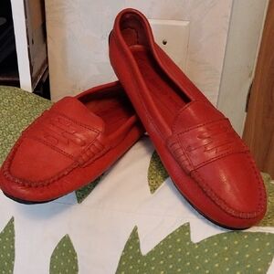 Red Leather Moc Loafers